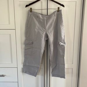 Eileen Fisher 100% Organic Linen Cargo Capri Pants